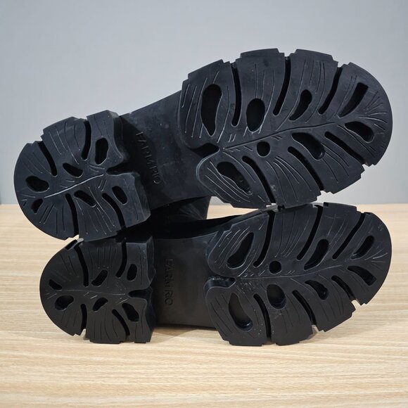 NEW Farm Rio Long Suede Combat Boot Size 7 Black Vegan Leather Platform Boho - Picture 11 of 13